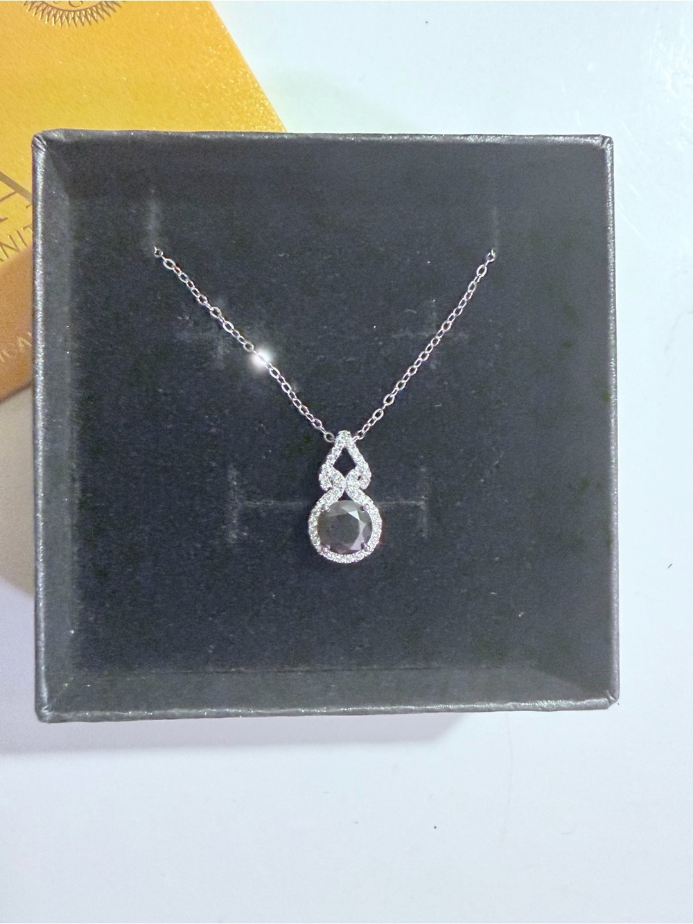 GRA Moissanite Silver Pendant Necklace - Black Center Stone - Picture 5 of 5